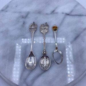 Vintage California Souvenir Spoons Set Sea World Palm Springs Knotts Berry Farm